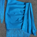 Women Evening Dress Tassel Dress Sexy Tight Hollow out Bandage Gown