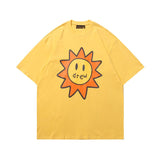 Drew house tshirt r d@ew smiley sun cartoon graphic crew neck pullover short sleeve