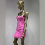 Women Dresses Bandage Dress Suspender Feather Dress (Ont0408)