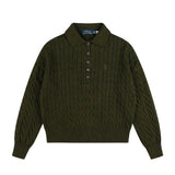 Rl ralph pony wool sweatersweatertopsknittingfall and winterpolo collarcasualpullover macaron couple