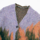 Women Sweater Knitwear Winter V-neck Long Sleeve Loose Printed Knitted Cardigan
