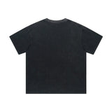 saint m t shirts s.m. washed & distressed solid color heavyweight short-sleeve tee with a small neckline