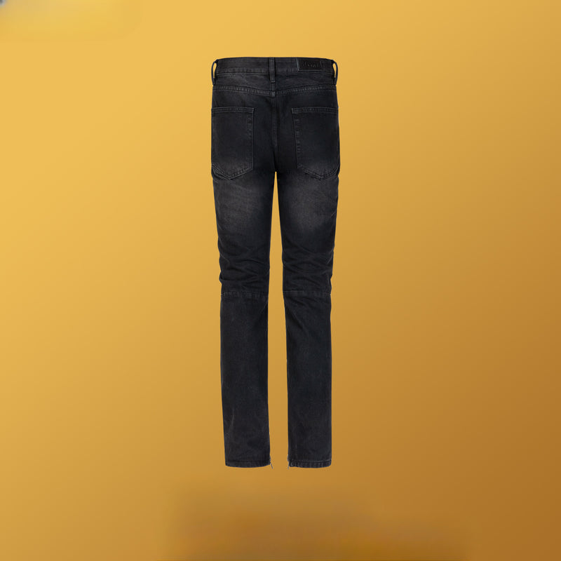 MIJKO Men's Vintage Pants MIJKO Ripped Men's and Women's Washed Old Zipper Pants Jeans