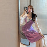 Women Maxi Dress Autumn Winter Sexy Chiffon Long Sleeve Knitted Sheath Dress