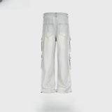 MIJKO Men's Vintage Pants MIJKO Men's Women's Straight Pants High Street Washing Water Old Jeans