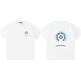 Ch hip-hop t shirts correct version ch sanskrit cross logo short-sleeved men's t-shirt trendy brand loose american men's t