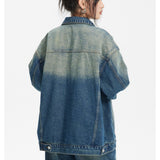 Unisex Jacket Vintage Worn Looking Washed-out Denim Jacket Loose Denim Jacket