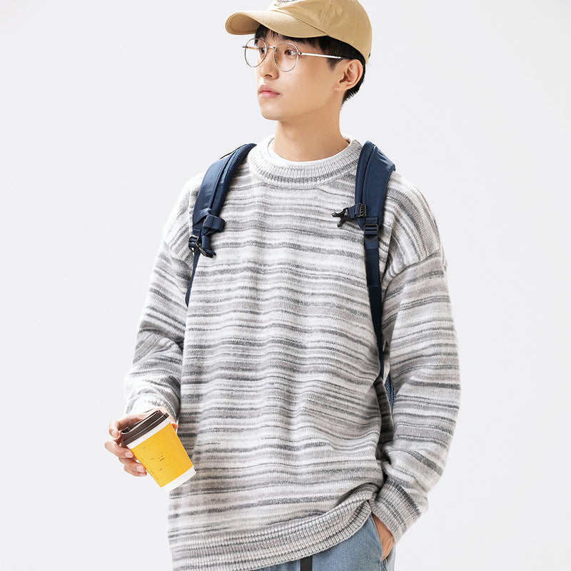 Unisex Sweater Winter Contrast Color Striped Sweater