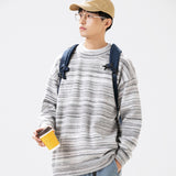 Unisex Sweater Winter Contrast Color Striped Sweater