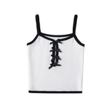 Women Tops Summer Bow Knitted Sling Short Top