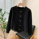Women Knitwear Spring and Autumn Tassel Retro Bowknot Knitted Sweater Sweater
