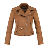 Women Jacket Autumn and Winter Suede Lapel Motorcycle Jacket