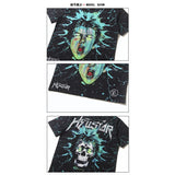 Hip-hop t shirts american high street summer half-sleeved street style stylish full body printing skull lightning short-sleeved t-shirt