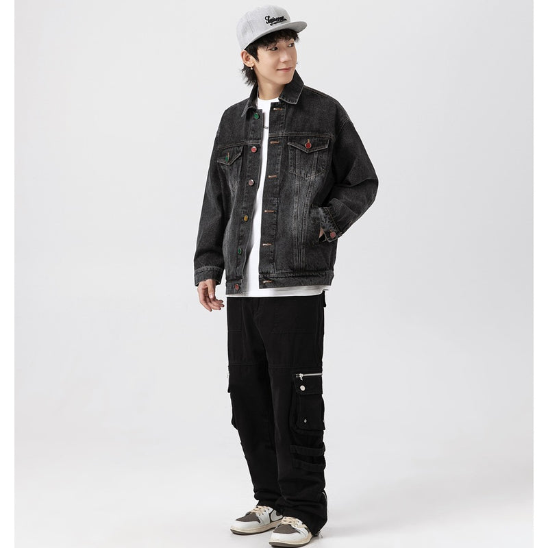 Unisex Jacket Casual Washed Denim Jacket Men and Women Couple Jacket