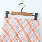 Women Skirt Summer Plaid Skirt Hip-Wrapped Mid-Length Dress