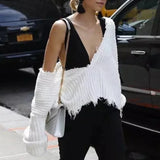 Women Sweater Knitwear V-neck off-Shoulder Loose Pullover Women's Loose Sweater