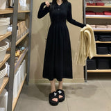 Women Knitwear Spring and Autumn Polo Collar Mid-Length Knitwear Fashion Slim Fit Dress