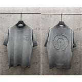 Ch hip-hop t shirts new ch short-sleeved american style washed and fried color embroidery couple short-sleeved high street casualeasiest for matchtrendy
