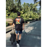 Ch hip-hop t shirts ch chrome comic printing loosecasualpure cotton american heavy weight short sleeve couple