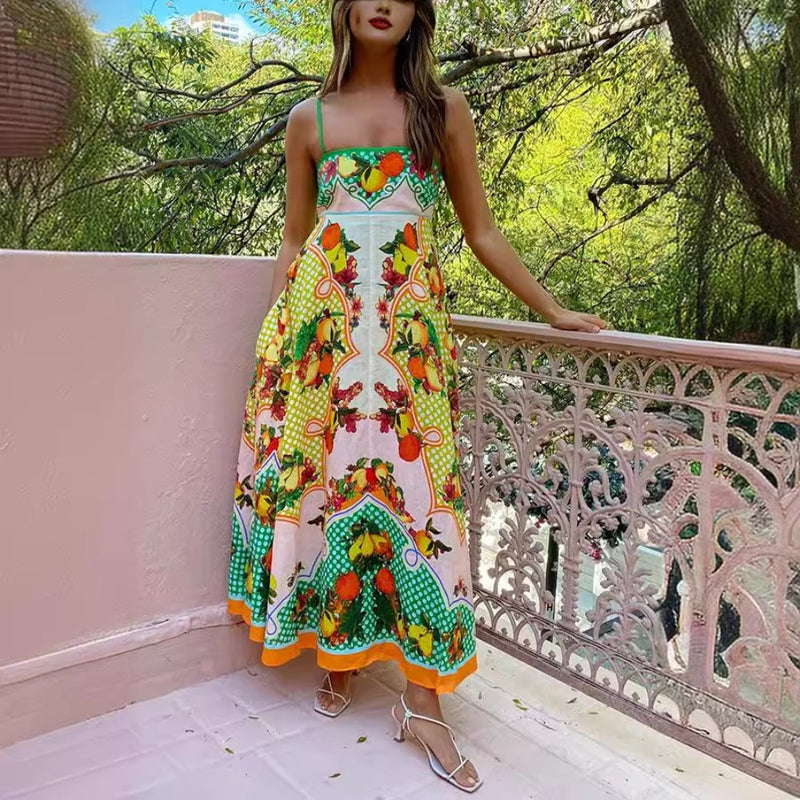 Women Dresses Sexy Spaghetti-Strap Floral Print Sleeveless Dress (Jrm0409)