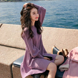 Women Maxi Dress Autumn and Winter Lantern Sleeve Knitted Dress