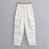 Women Sweatpants Retro Loose Trousers Three-Dimensional Pocket Overalls