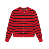 Fall and winter woolen coatoutwearcasual single-breasted pony stripesknitting round neck cardiganrl ralph sweet
