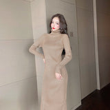 Women Maxi Dress Autumn and Winter Loose Turtleneck Knitting Dress