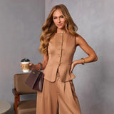 Women pants independent station annual fashion cross-border export fashion suit vest vest wide leg pants casualsuit women