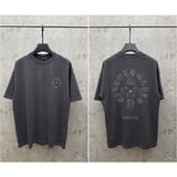 Ch hip-hop t shirts high streetch short sleeve washed patch embroiderloosecasualpure cotton american heavy weight short sleeve easiest for match