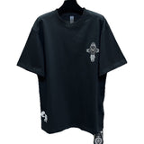 Ch hip-hop t shirts ch washed sanskrit horseshoe cross leather short-sleeved american casual loose couple high street