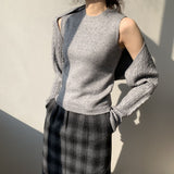 Women Knitted Two-Piece Set Spring Vest Knitted Cardigan 8t8108