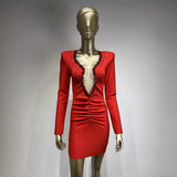 Women Dresses Long Sleeve Hip Skirt Sexy Nightclub Party Dress (Ont0408)