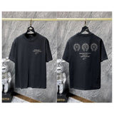 Ch hip-hop t shirts chheavy industry horseshoe sanskrit logo hand-worn short-sleeved loosecasualpure cotton american style
