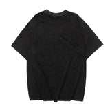 Hip-hop t-shirts: american retro vintage high street rock 'n' roll portrait letter graphic vintage washed distressed oversized short sleeve tee