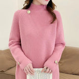 Women Knitwear Spring and Autumn Turtleneck Solid Color Sweater Loose Sweater