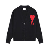Ami arauneifknittingv neckfall and winter woolen coatoutwear single-breasted outwearcardigan big heart high weight
