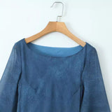Women Dresses Summer round-Neck Long-Sleeved Dress Bell Sleeve Dress (Xds0414)