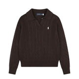 Polo collar rl ralph pony couple casualloose macaron pullovertopsknittingfall and winter woolen clothes