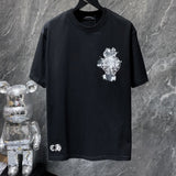 Ch hip-hop t shirts chstereo sanskrit embroider cross loosecasualpure cotton american heavy weight short sleeves