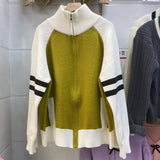 Women Knitwear Autumn and Winter Turtleneck Double Zipper Sweater Coat Knitted Cardigan