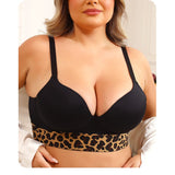 Full figure bra leopard print gathered and breathable