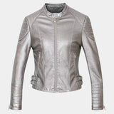Women Leather Jacket Autumn and Winter Leather Coat Short Jacket Zipper Casual Coat