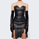 Women's Evening Dress PU Leather Dress Tight Dress