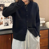 Women Knitted Cardigan Loose Cropped Sweater Coat