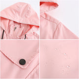 Women Trench Coat Long Cardigan Hooded Coat Outdoor Raincoat