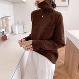 Women Knitted Pullover Turtleneck Sweater Autumn Winter Sweater Top