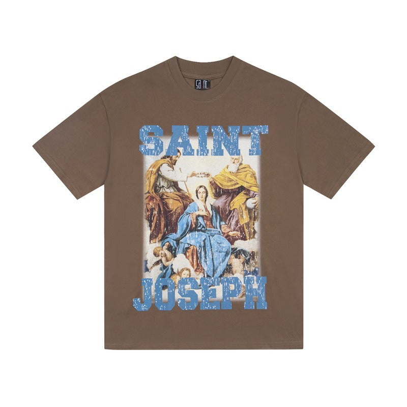 saint m t shirts s.m. virgin mary oil painting graphic crew neck short sleeve tee