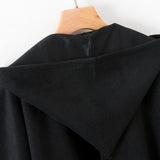Women Woolen Coat Autumn and Winter Black Loose Hooded Long Cape Woolen Coat