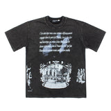 Hip-hop t shirts american high street napoleon letter carriage washed retro distressed loose short-sleeved t-shirt trendy t